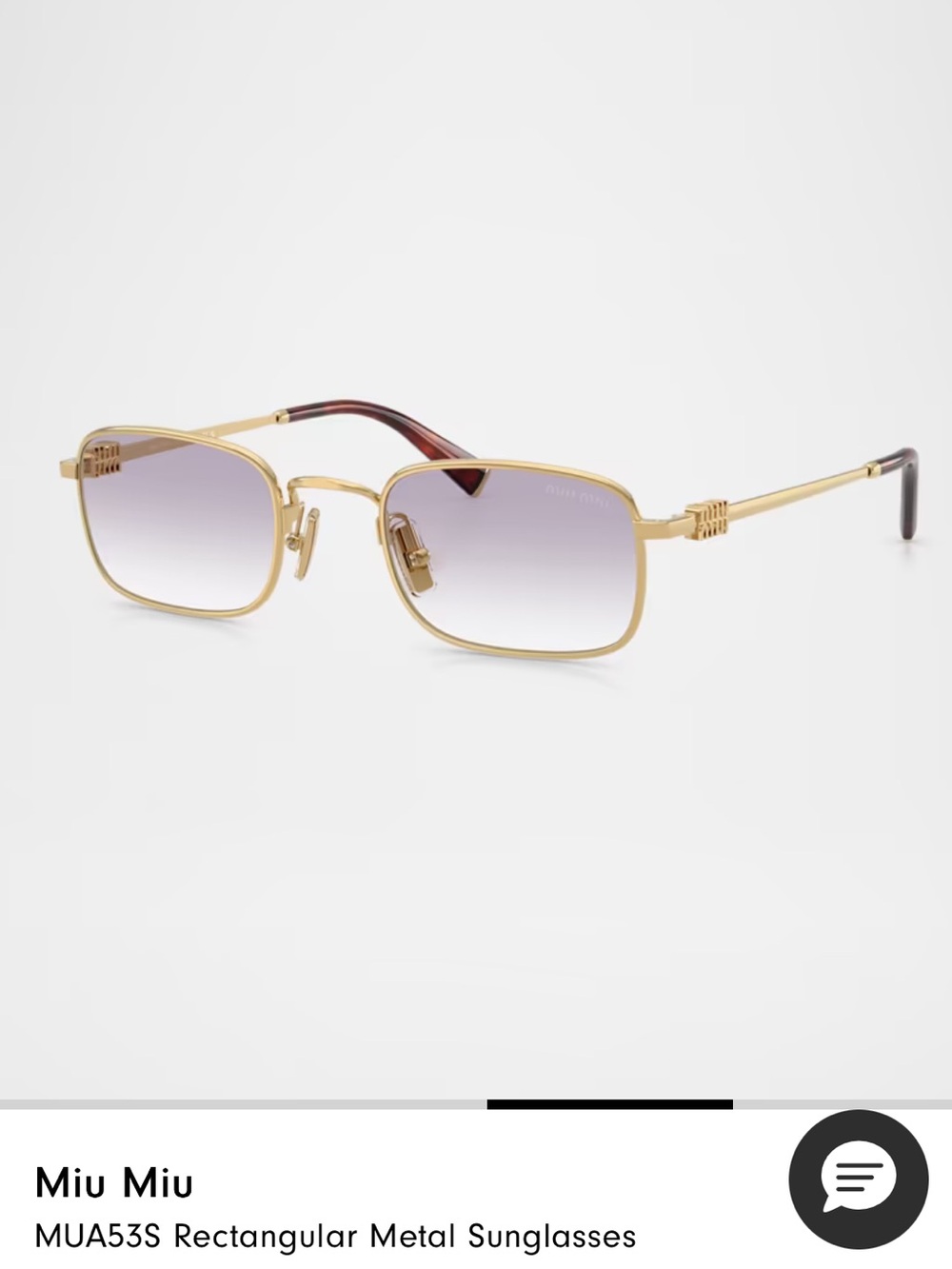 Miu Miu Rectangular Metal Sunglasses